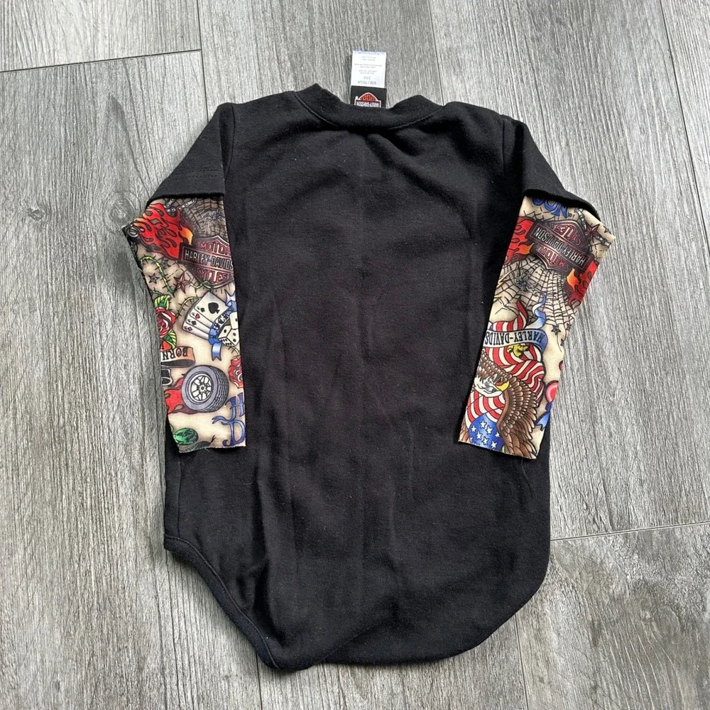 Harley-Davidson Baby Onesie 24M Black Motorcycle Tattoo Sleeves Bodysuit